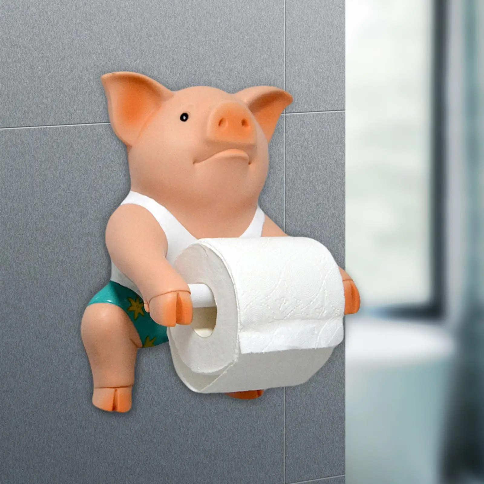 Toilettenpapierhalter Aus Metall Im Schweine-Design – Freistehend Oder Wandmontiert, Für 7 Rollen, Wasserfeste Beschichtung
