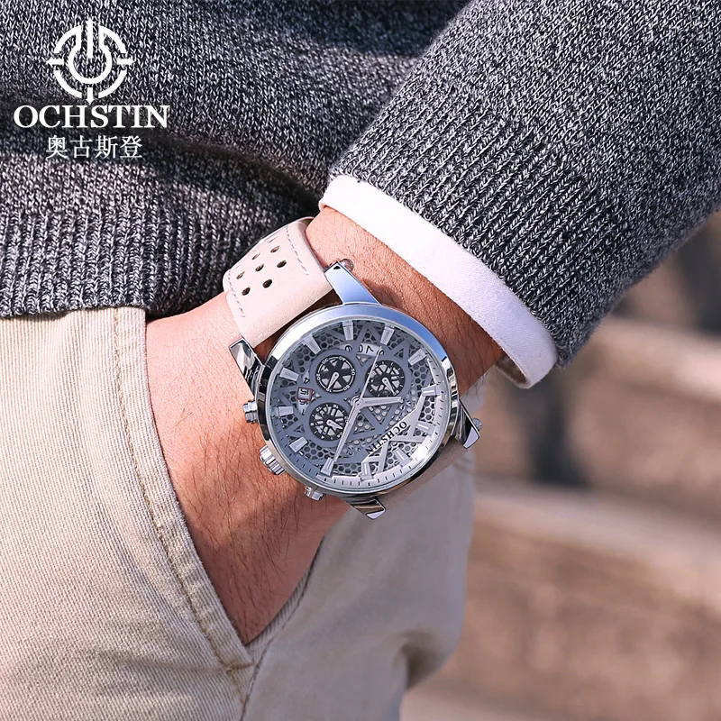 Ochstin 2024 New Pilot Series Trendy Personalized Multi functional Automatic Quartz Movement Men's Quartz Watch