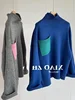 Loose High Collar Wool Knit Sweater Women's Patchwork Color Blo Lazy Sle Autumn Winter Faion Casual Comfortable Top