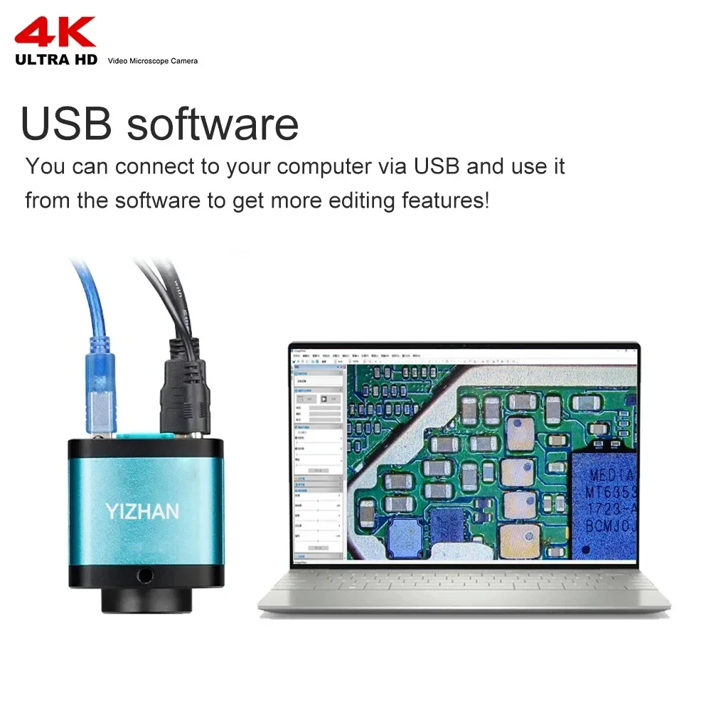 YIZHAN 2K 4K 1080P 현미경 카메라 UHD HD FHD 비디오 산업용 용접 도구 30FPS 60FPS 25mm C-마운트 현미경 액세서리