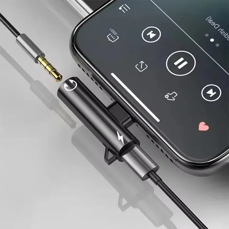 Headphone Adapter Lightning to 3.5mm AUX Audio Jack and Charging Dongle Earphone Headset Splitter Compatible with iPhone