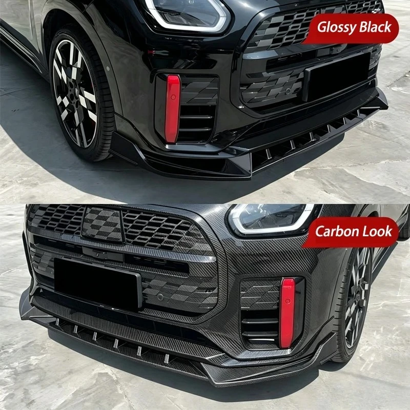 BMW 미니 컨트리맨 JCW U25 2024 2025 2026용 자동차 프론트 범퍼 스포일러 스플리터, 익스테리어 트림 카나드 립 액세서리 튜닝