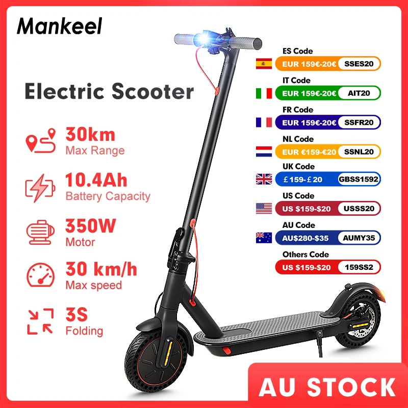 Mankeel MK083 350W Electric Scooter Adults 36V 10.4Ah Long Range 30KM Smart APP 8.5 inch Folding E-scooter AU Stock