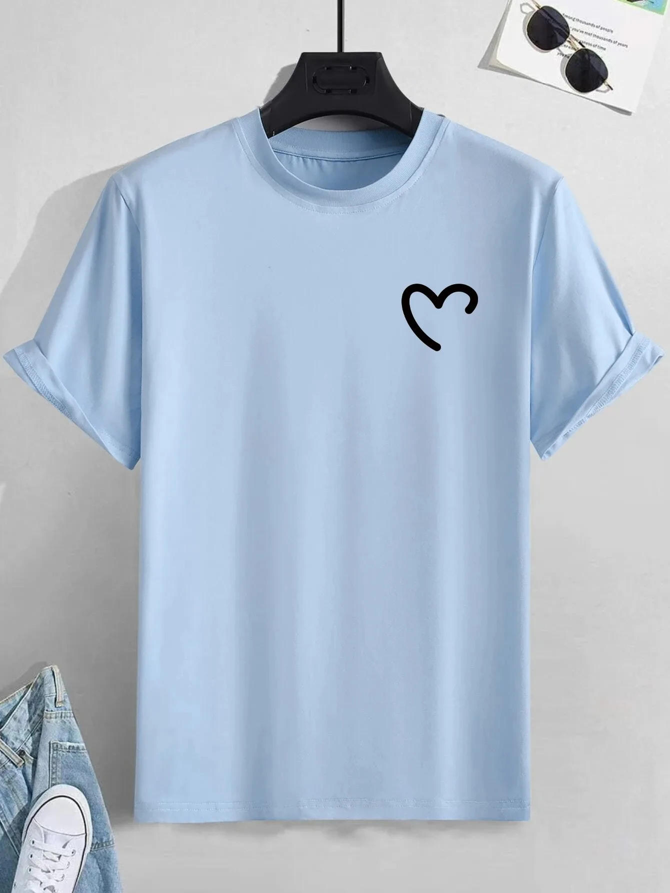 

Men's Casual Crew Neck Short Sleeve Love Printed T-Shirt Fashion Summer Cotton T-Shirt Top, Regular and Oversized T-Shirts