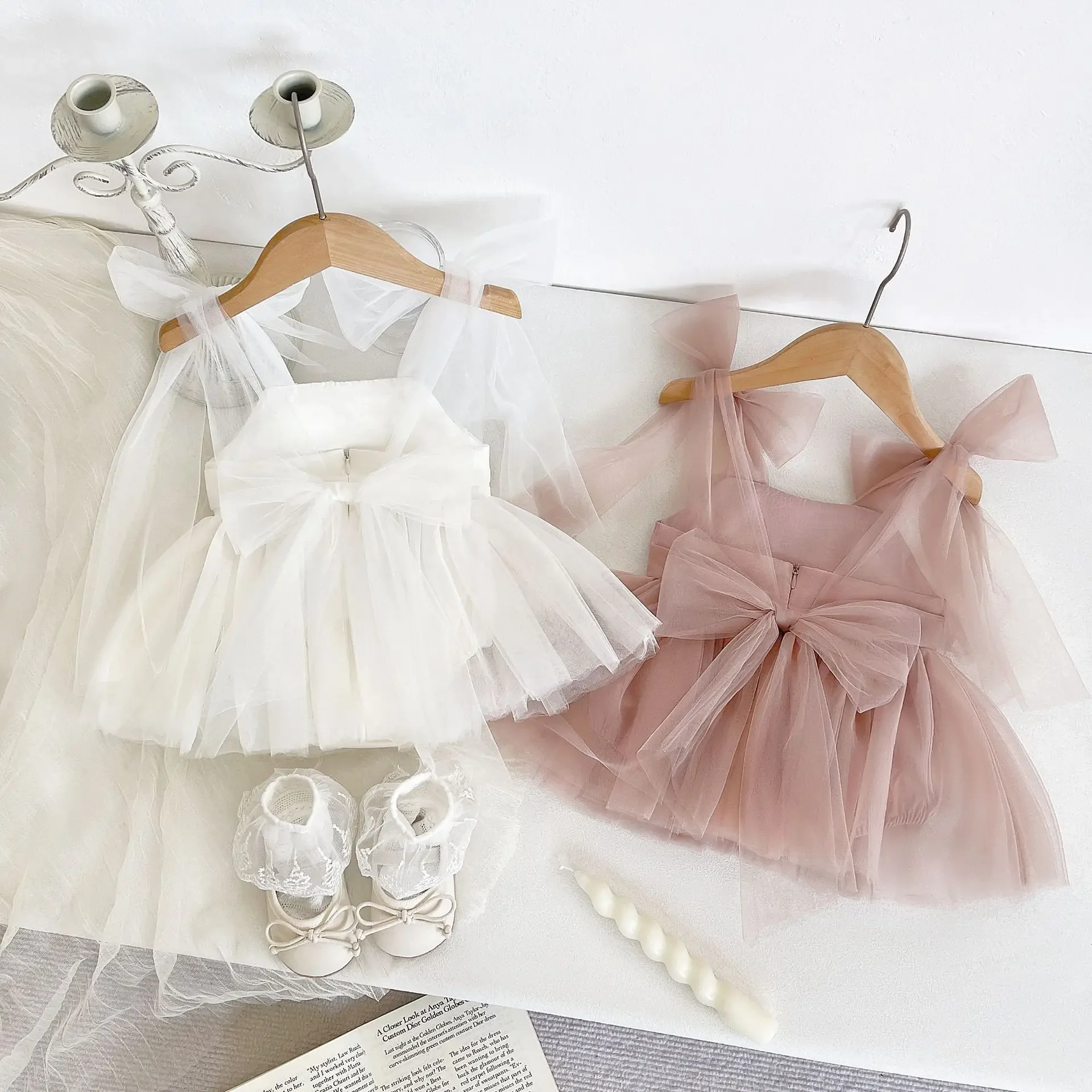 Summer Princess Style Baby Girl Romper Cotton Mesh Skirt Newborn Three-Point Clothes Sleeveless Bib Overalls Photography Dress