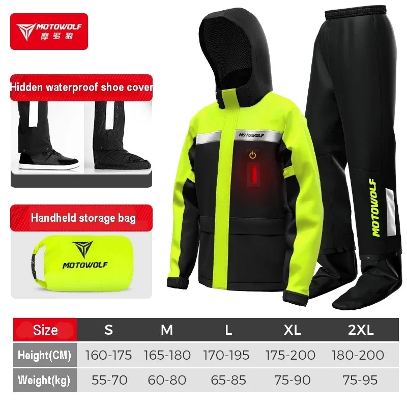 Motowolf Motorcycle Rain Coat Waterproof Motorcyclist Raincoat