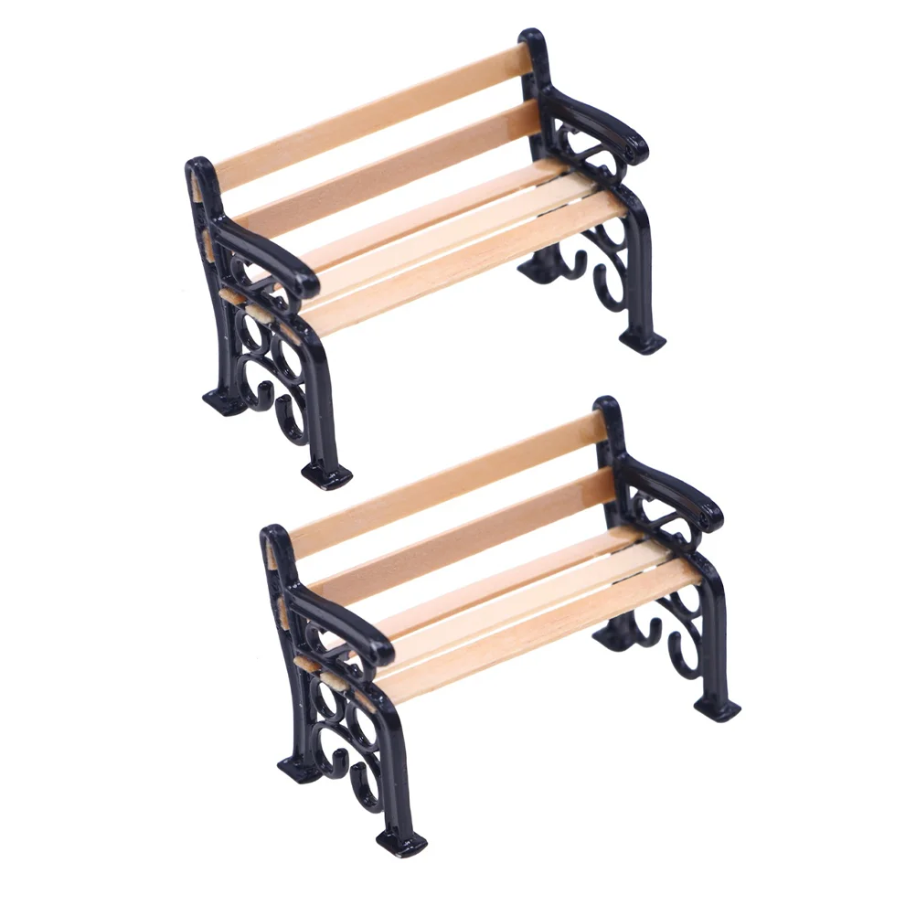 

Miniature Bench Dollhouse Wood Chair Models Vintage Doll House Furniture Toy Diy Fairy Garden Cake Topper Miniature Park