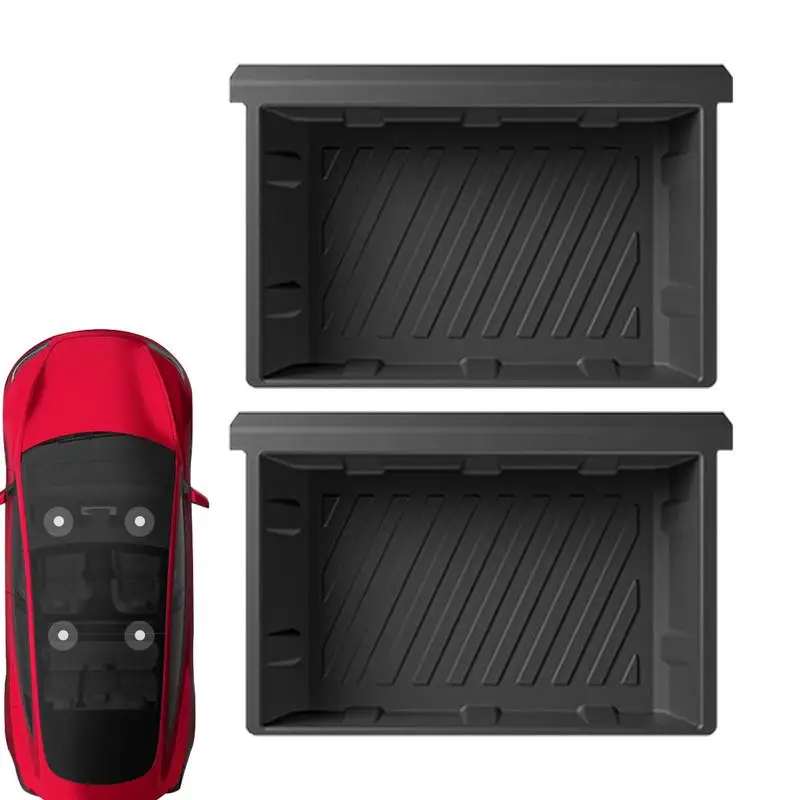 

Car Under Seat Storage Box 2Pcs High Capacity Organizer Case Felt Cloth Drawer Holder Under Seat Hiden Box Storage Tray For Car