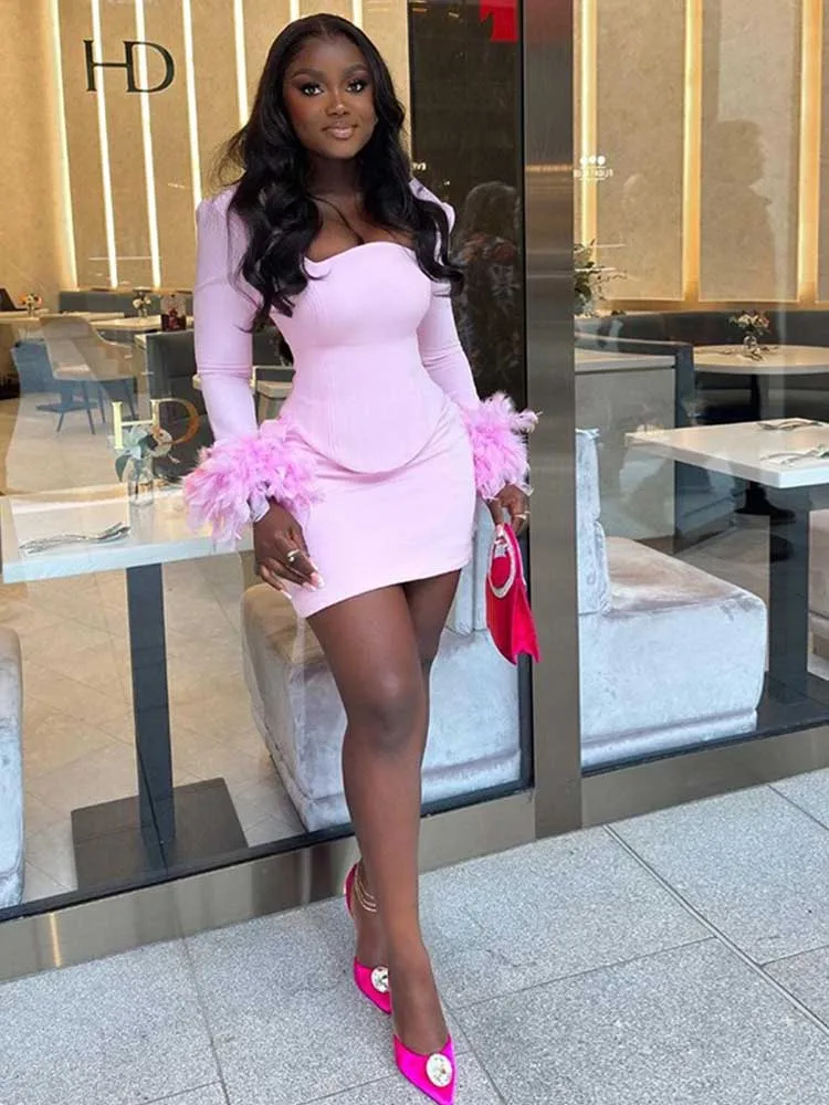 Above The Standards Ruffle Romper Pink Women Evening Ready One Piece Tailored Waist Polished Look