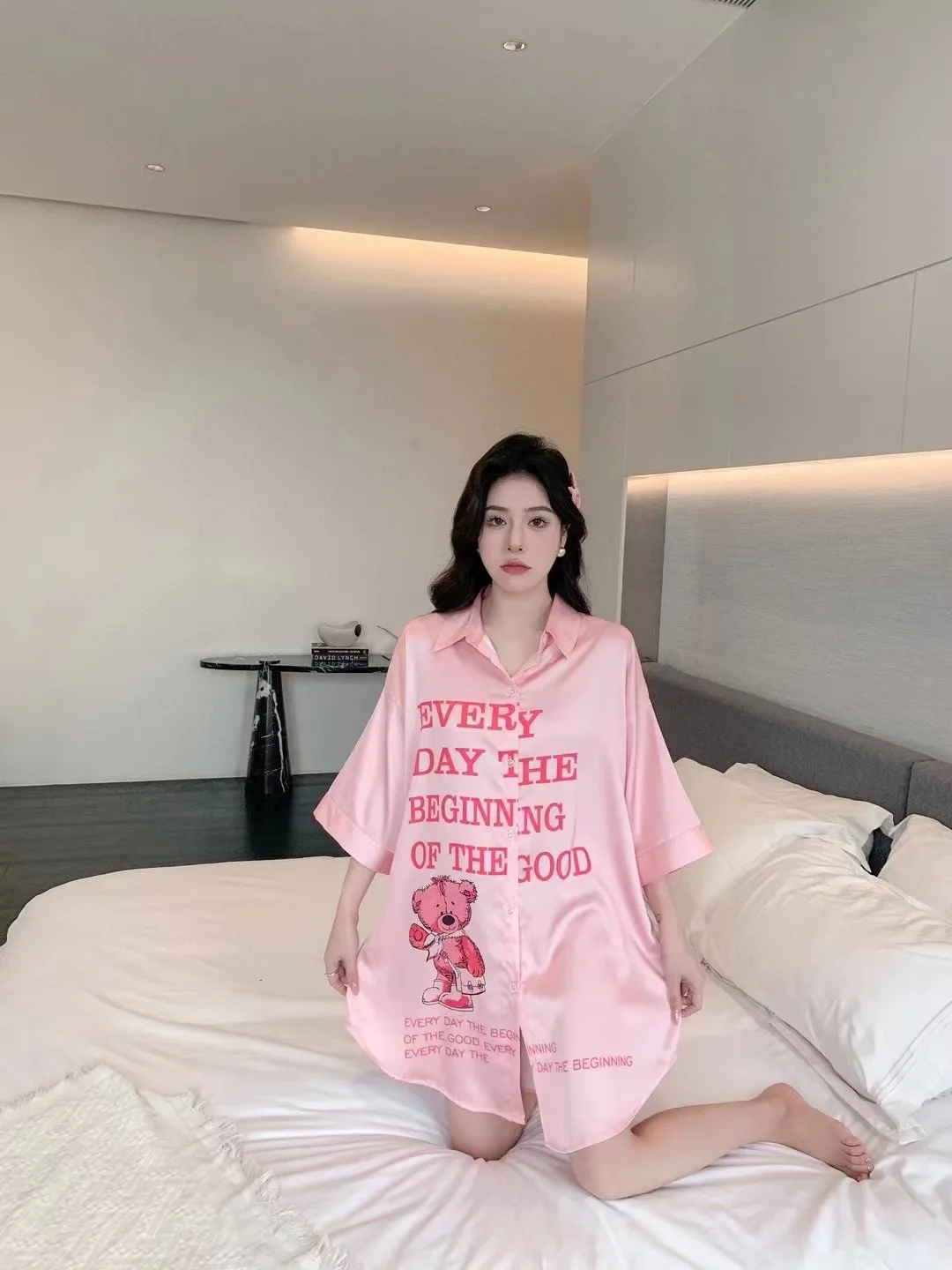 New Sleepwear Women's Cartoon Fashion Shirt Skirt Homewear Short Sleeve Large Cardigan Multiple Styles
