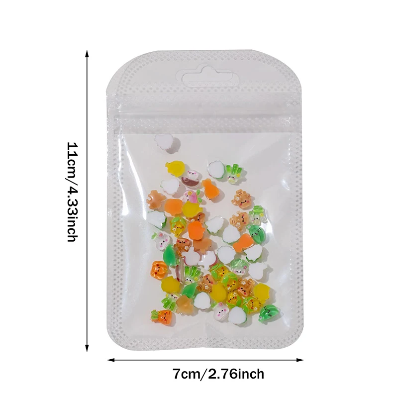 20Pcs Ice-Transparent Vegetable Nail Charms Cute Mini Cabbage Corn Resin Rhinestones, Cartoon DIY Nail Art Decoration Accessory