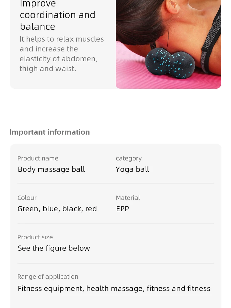 Description Picture 4 of itemEPP Peanut Balls Body Massage Fascia Ball Yoga Foam Block High Density Muscle Relaxation Lacrosse Exercise Fitness Relieve Pain