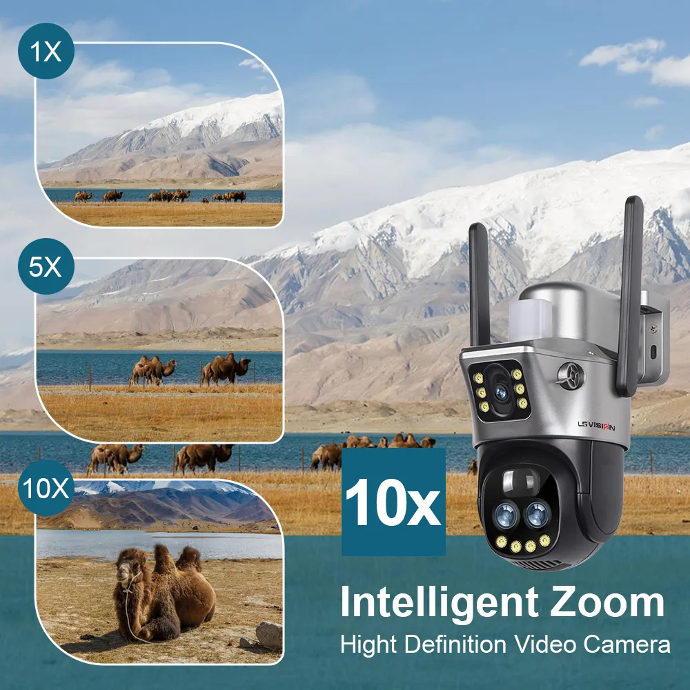 Dual Lens Solar Security Camera with Night Vision