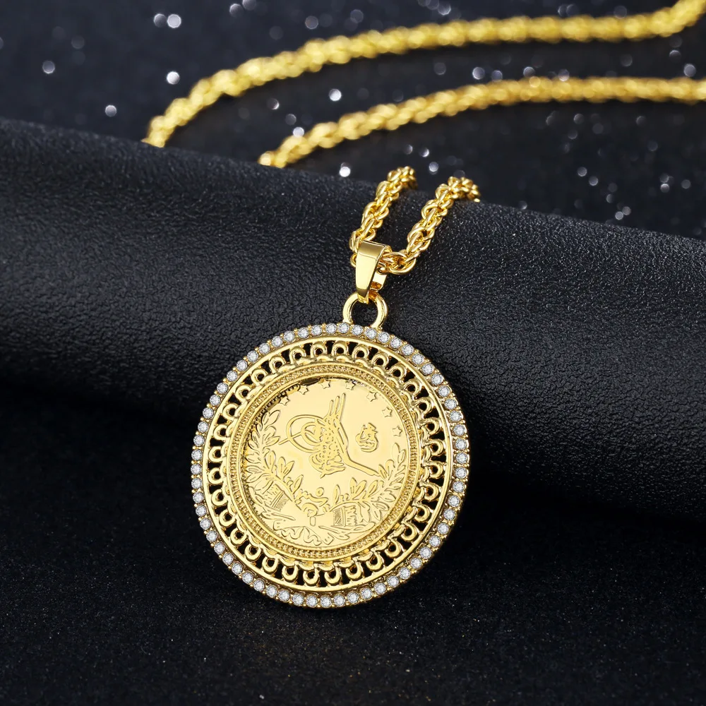 East Arab Gold Plated Pendant Necklace for Women 60cm Twist Chain ...