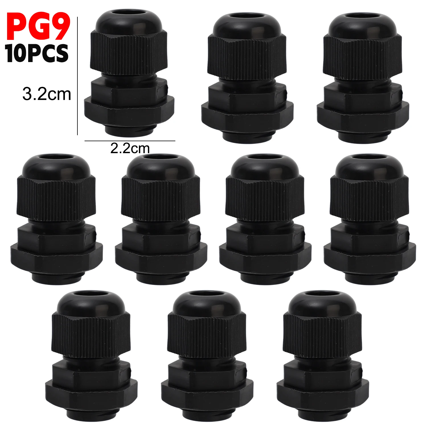 Waterproof Nylon Cable Gland Connector with Adjustable Locknut and Strain Relief Joint, IP68 Rated