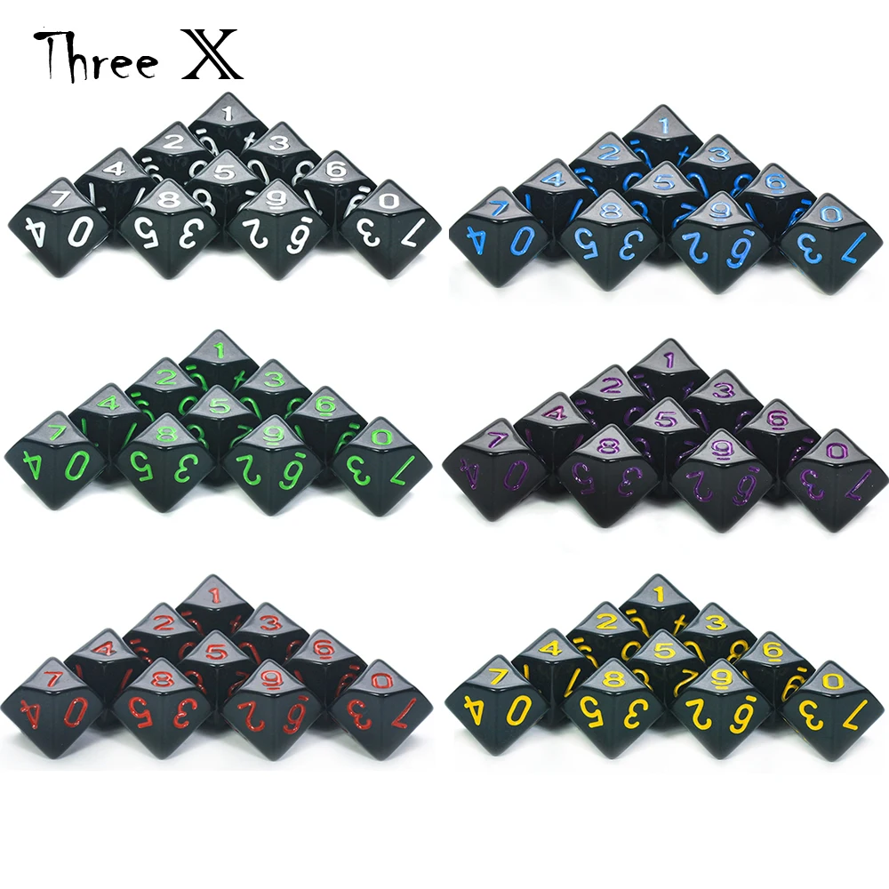 D10 DICE Set 10 d10 10 Sided Polyhedral Plastic Table Top RPG dice set game dice