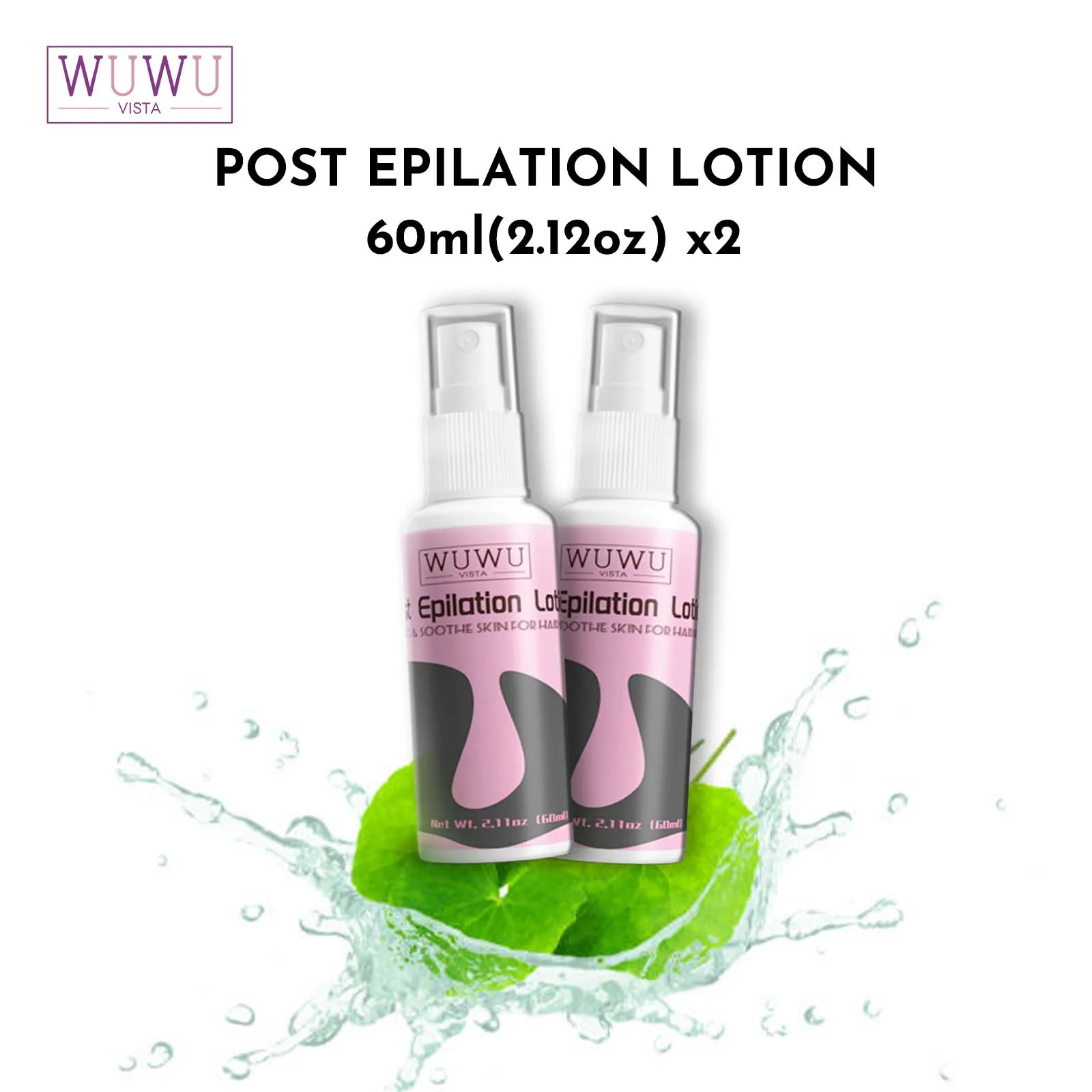 Post Epilation Lotion WUWUVISTA After Shave/Post Wax Treatment 2X60ml For Sensitive Skin-Calms&Soothes Skin After Waxing
