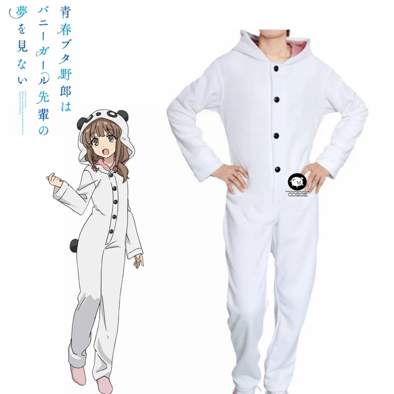 

Seishun Buta Yarou wa Azusagawa Kaede Panda Animal One-pieces Jumpsuits Pajamas Sleepwear Outfit Anime Cosplay Costumes