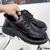 Versatile Men's Casual Shoes Autumn Winter British Style Leather Work Shoes Thick Sole Wear-Resistant Trendy Loafers