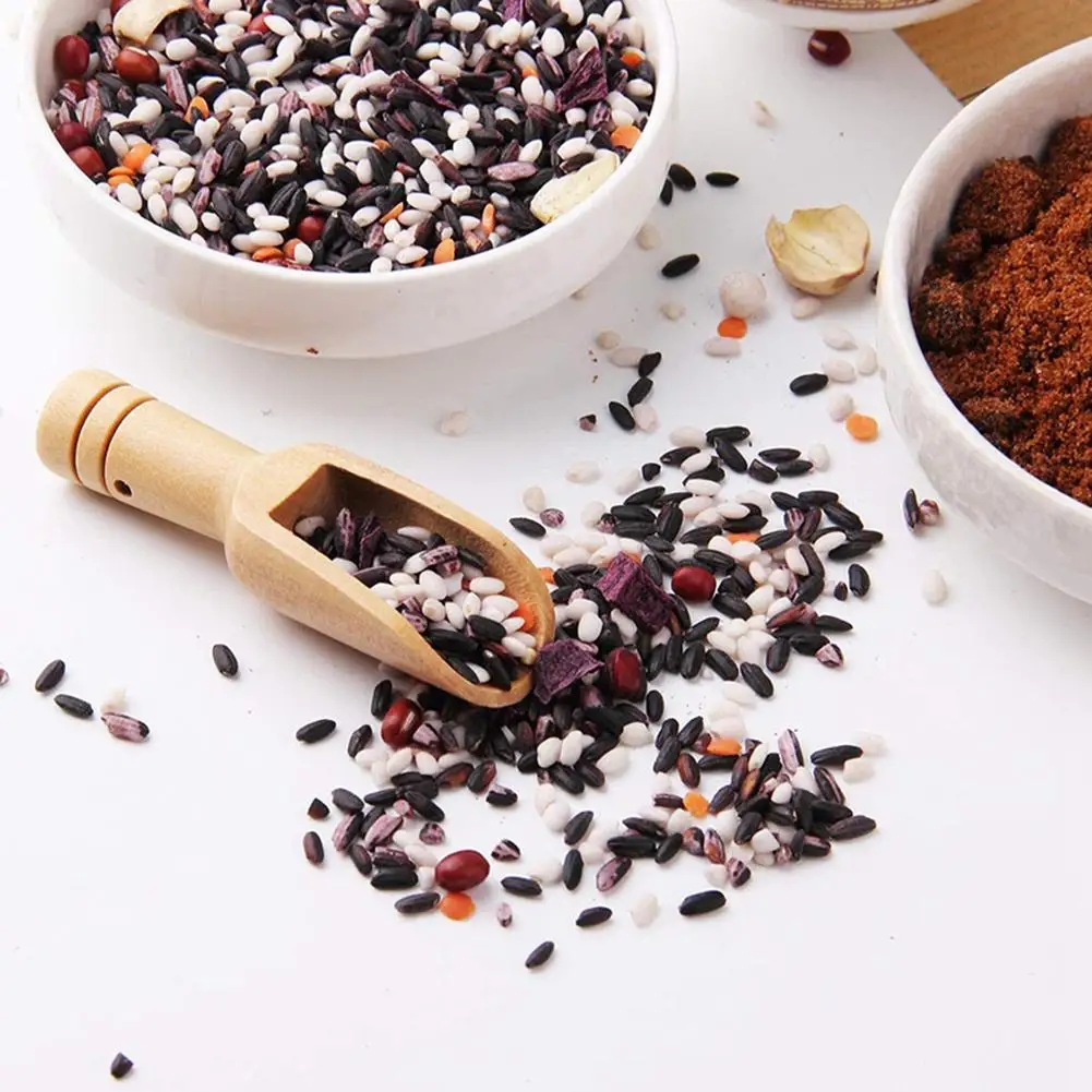 Wooden Handle Small Salt Shovel Scoop Teaspoon Ground Milk Powder Coffee Scoops Condiment Spoon 5pcs wooden spoon