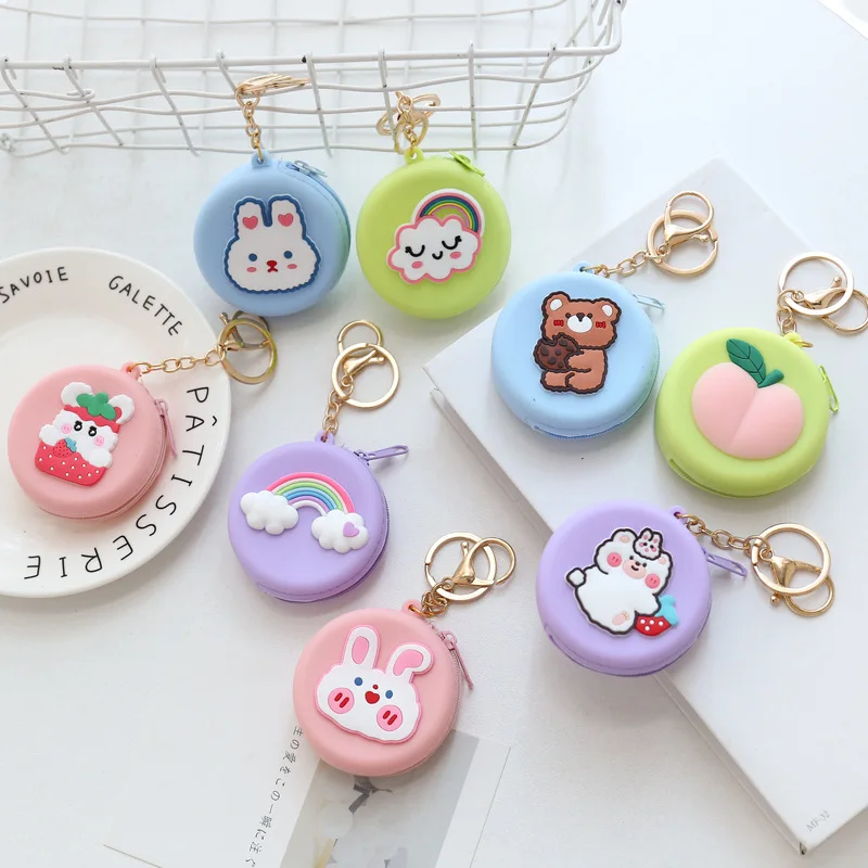 Cartoon Silicone Cute Coin Purses Children Money Key Bag Women Girls Mini USB Cable Headset Eearphone Bag Purse Case Kid Gift