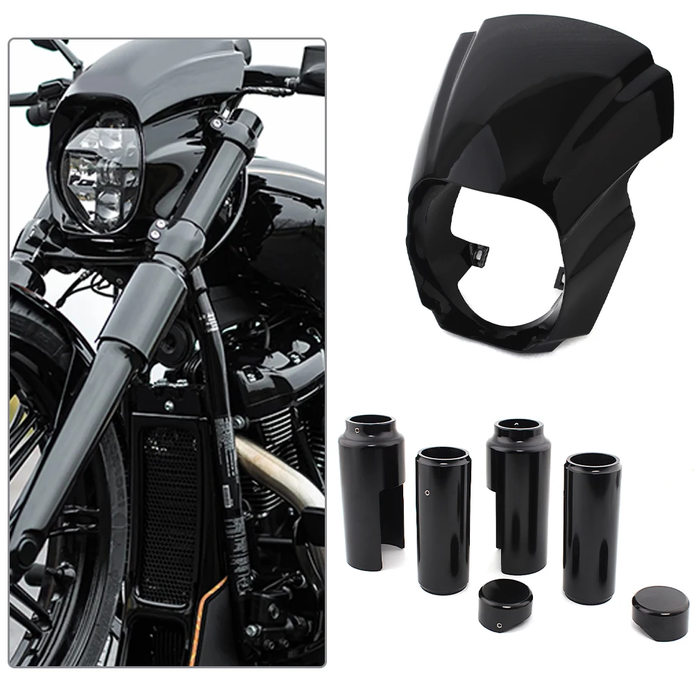 

For Harley Softail Breakout FXBR FXBRS 2018-2021 New Black Motorcycle Front Fork Cover And Headlight Fairing Cover Accesries