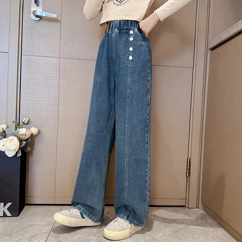 

2023 Korean Spring Autumn Children Sport Pants Kids Trousers Toddler Sweatpants Classic Pants Denim Clothing Girl Trousers Pants