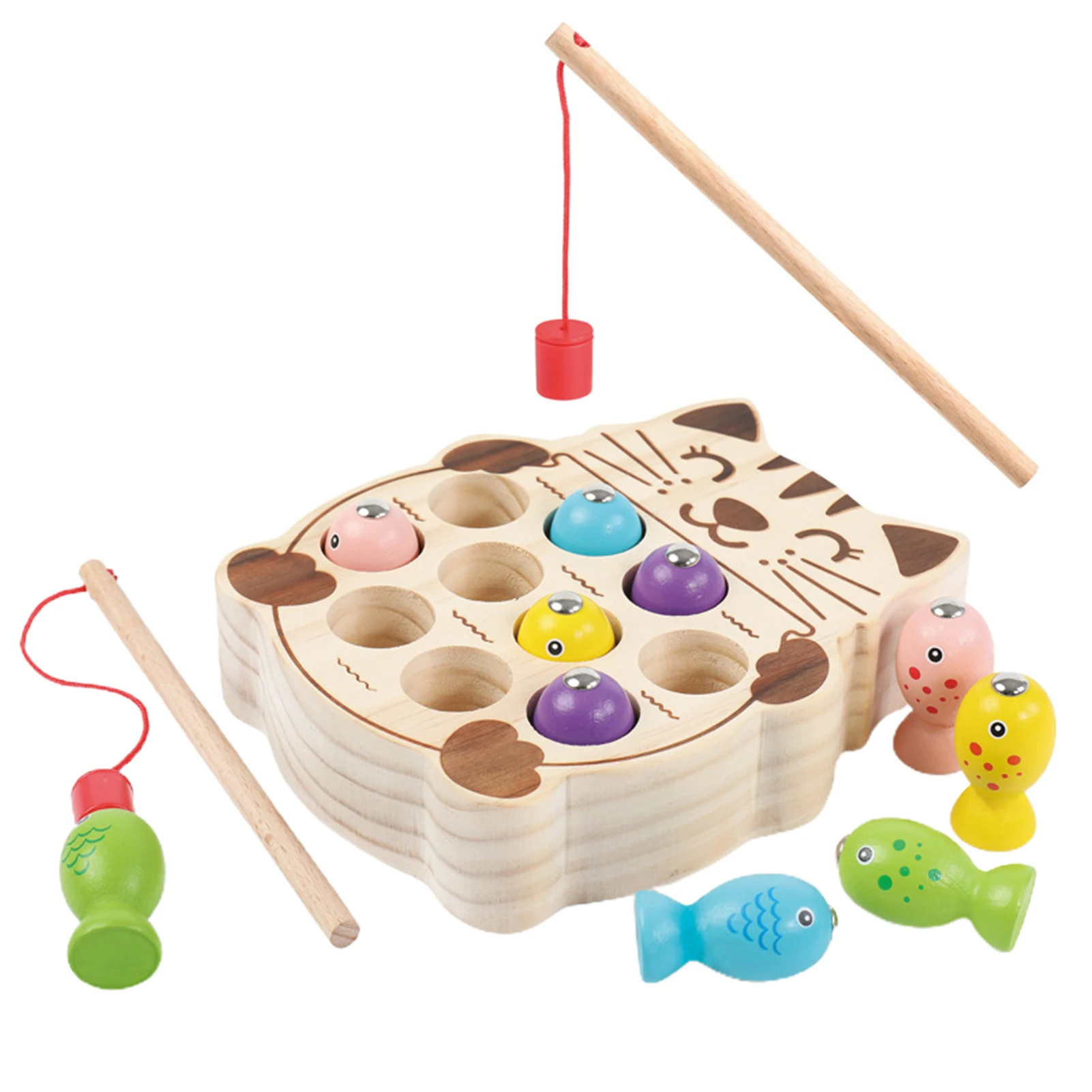 

Magnetic Fishing Toy Set for Kids Fishing Games Outdoor Toys Rod Hook Fishes Wood Magnetic Fishing Games Rod Hook Fishes
