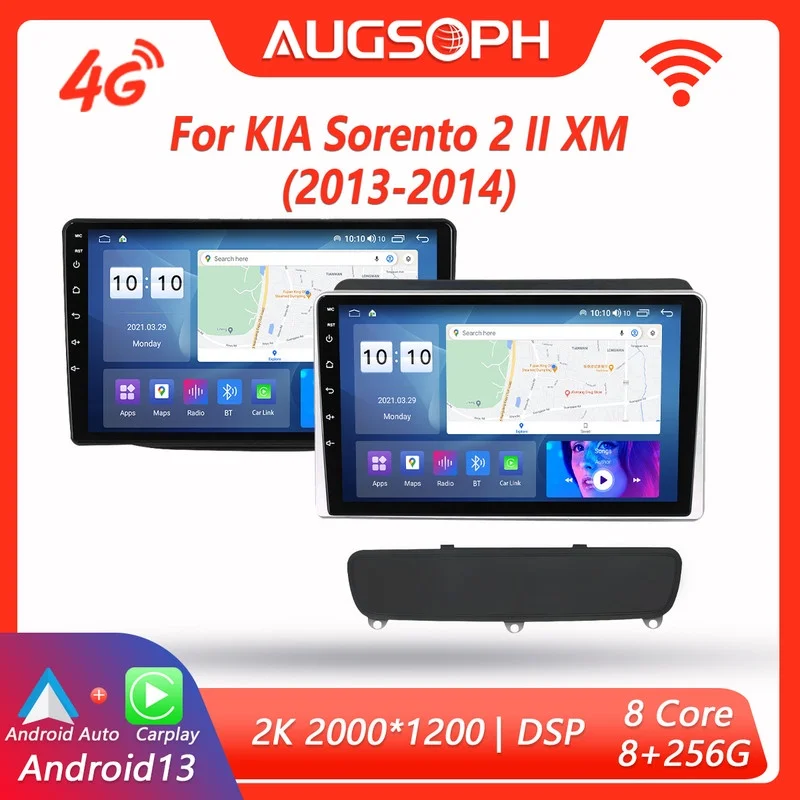 

Автомобильный радиоприемник Android 13 для KIA Sorento 2 II XM 2013-2014,9 дюймов мультимедийный плеер с 4G WiFi Carplay и 2Din GPS