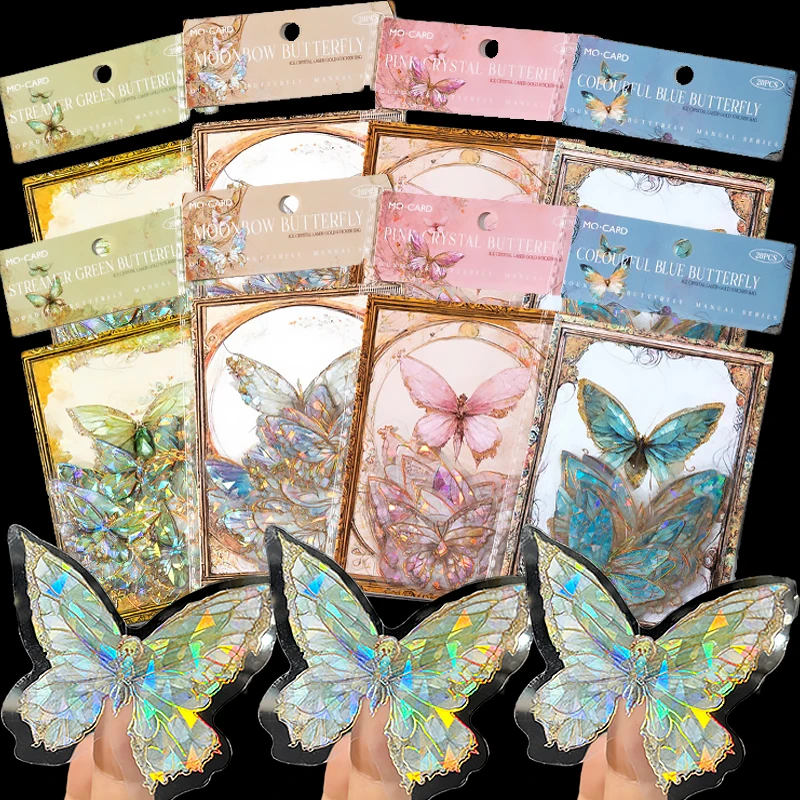 

New Ice Crystal Laser Butterfly Stickers Retro DIY Handbook Material Scrapbooking Label Diary Journal Planner Sticker Decoration