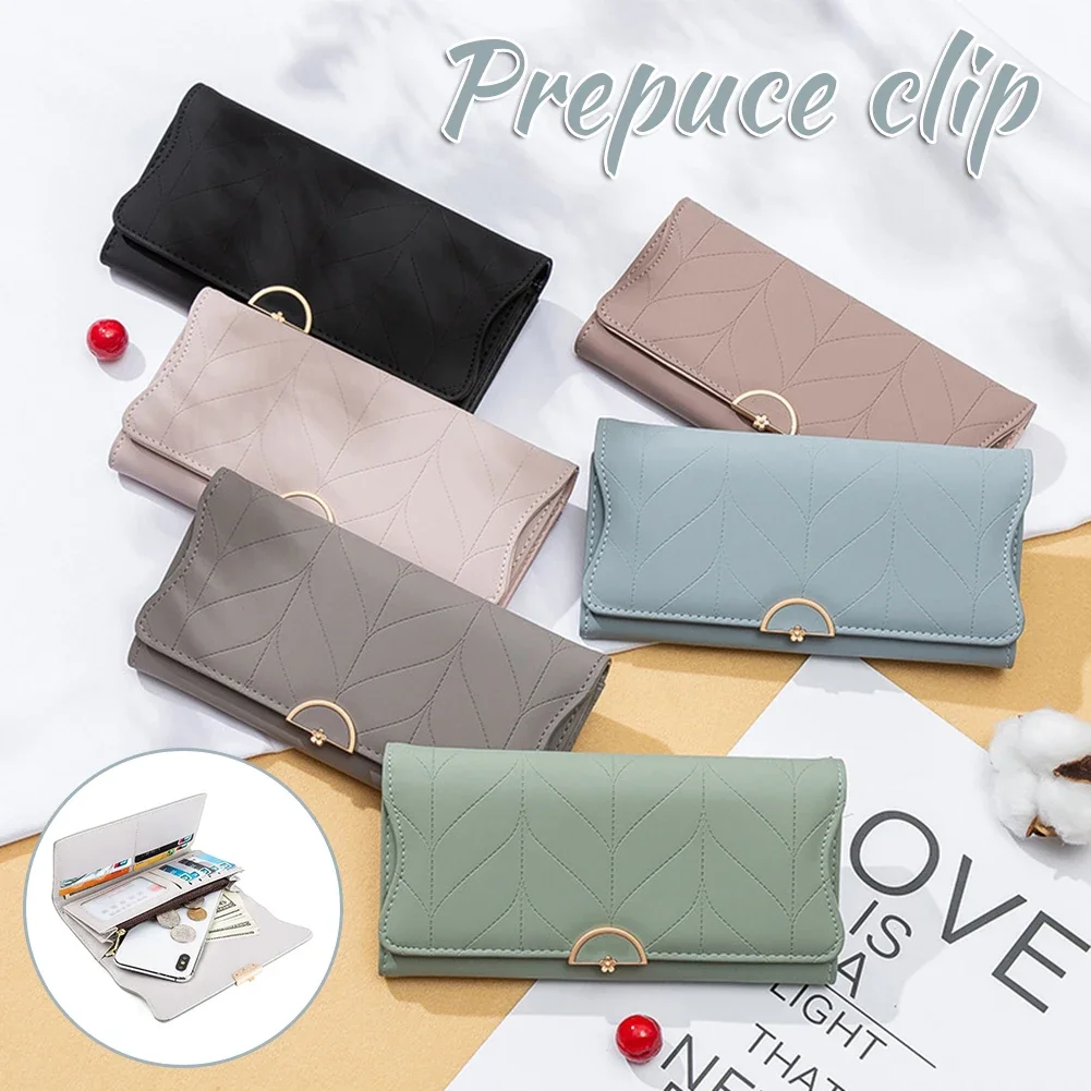 Women's Solid-Color Snaps Long Wallet Ultra-thin Large Capacity Coin Purse Gift For Birthday Anniversary