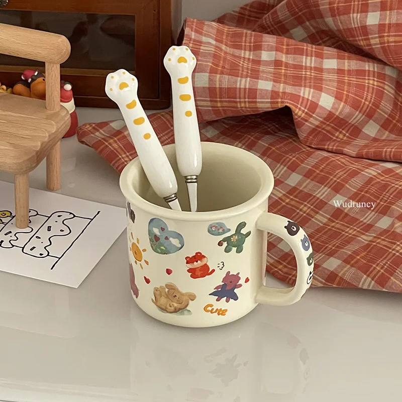 Wudruncy Ins Cute Dog Christmas Mug Cup Coffee Tea Mugs With