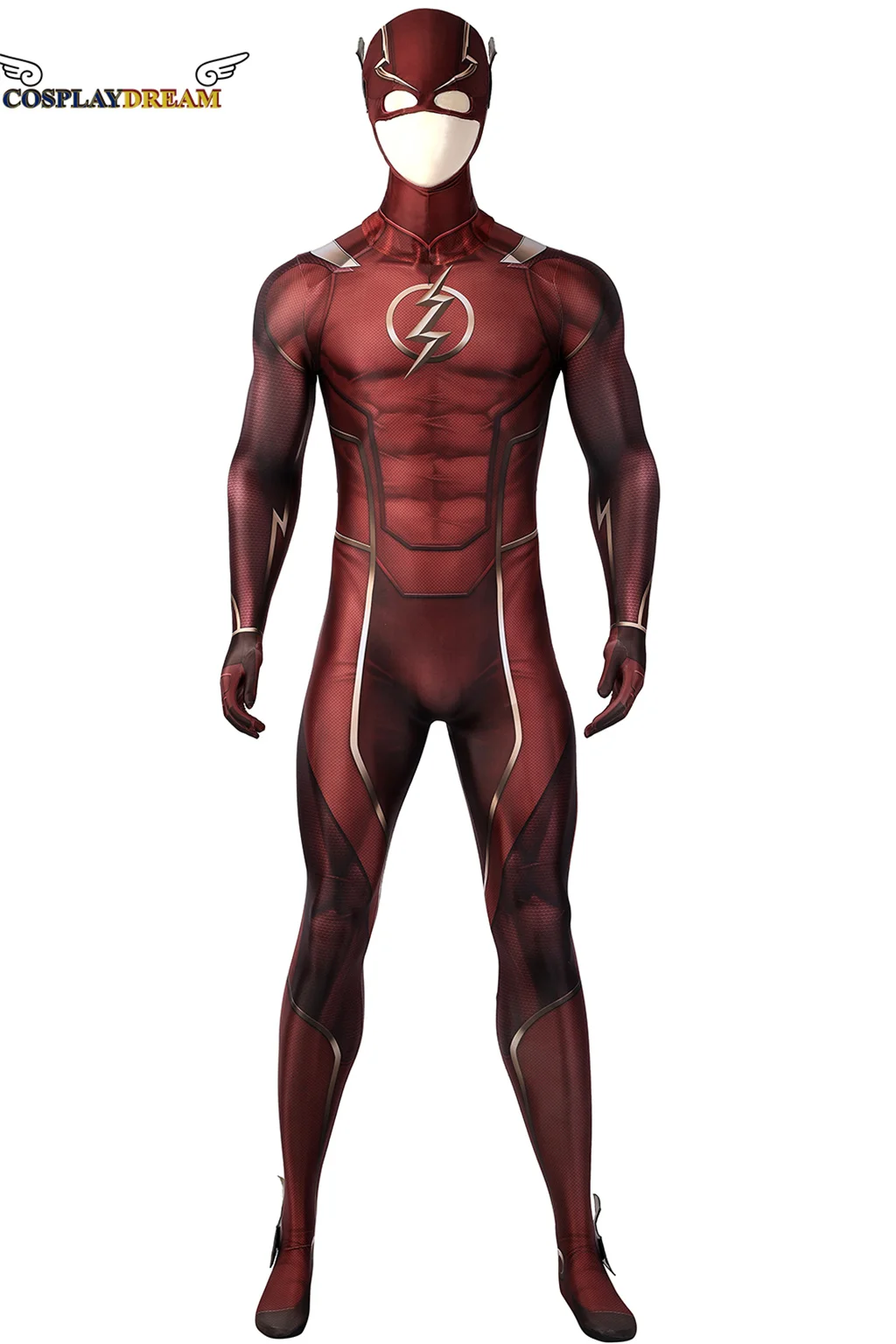 

Game Flash Cosplay Barry Allen Costumes Masks Spandex Zentai Jumpsuits With Mask Tights Bodysuits For Halloween