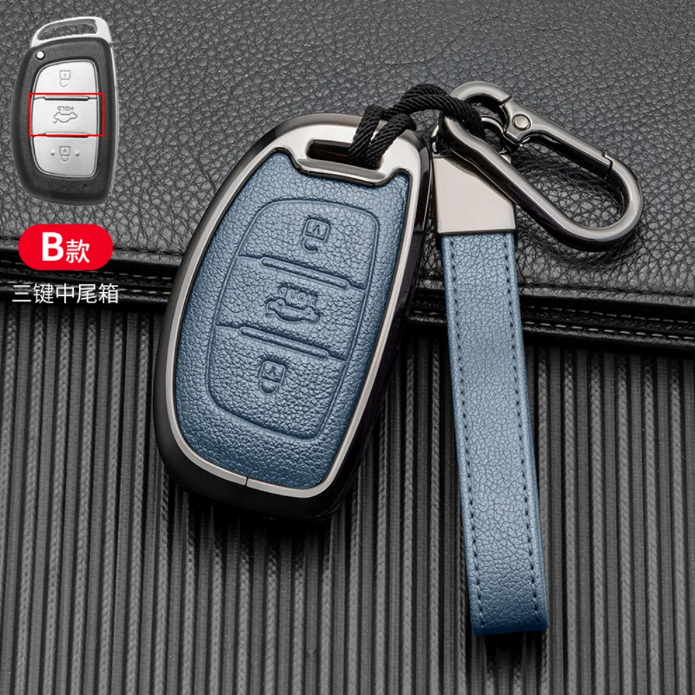 

Leather Car Remote Key Cover Case Protector For Hyundai Tucson Sonata Fe Creta Ix25 Ix35 Ix45 Solaris Elantra Accent I10 I20 I30