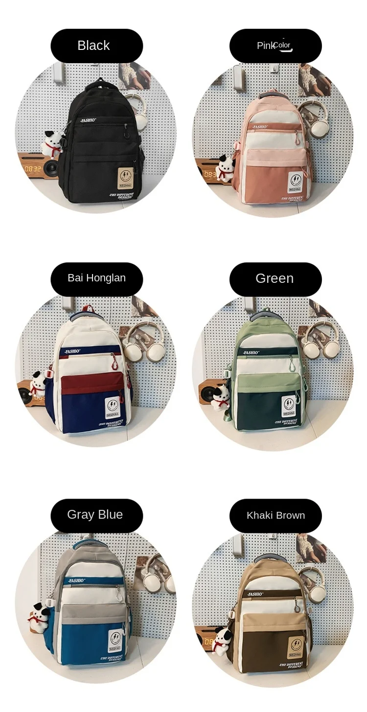 Patchwork Backpacks Zipper Bags for Women 2024 New Anti