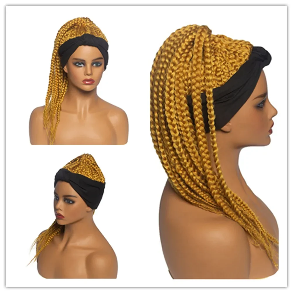 

12Color Headband Women's Dirty 3/4 Half Braid Wig African Horsetail Hair Wigs Three Strand Braid Head Cover Chemical Fiber
