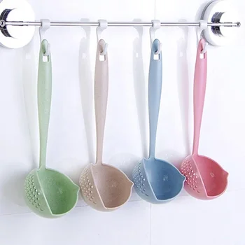 Cucchiaio da minestra mestolo cucchiai in Silicone con manico lungo cucchiaio da cucina colino utensili Scoop stoviglie cucchiaio accessori da cucina 1