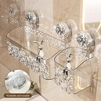 Bathroom Storage Rack Water Ripple Wall Mounted Non Perforated Suction Cup Storage Basket For Home Storage Products 1