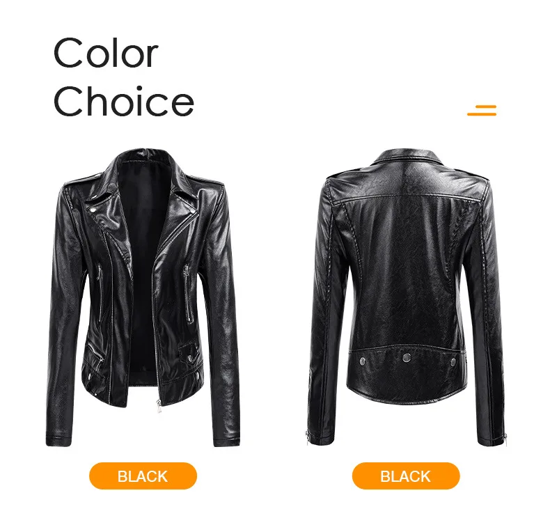 Spring Autumn New Leather Jacket Women Short PU Motorcycle Jacket Turn Down Collar Slim Fit Biker Coat Femme Black Jacket black puffer coat womens