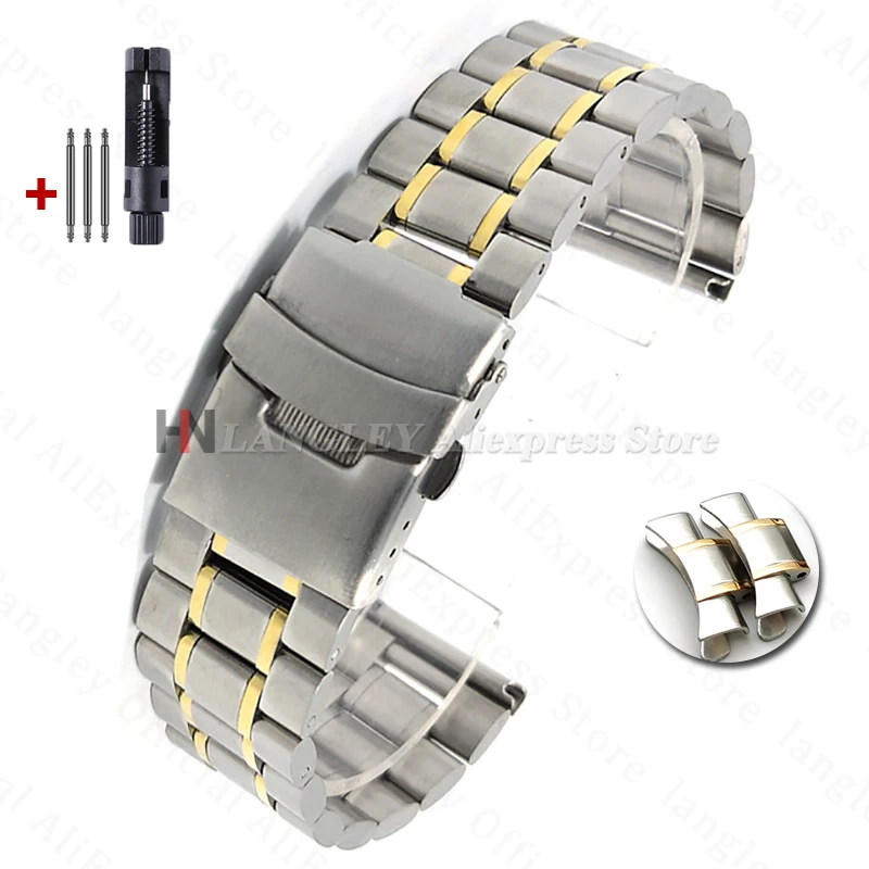 Premium Solid Stainless Steel Arc-End Watch Strap - Universal Replacement Bracelet