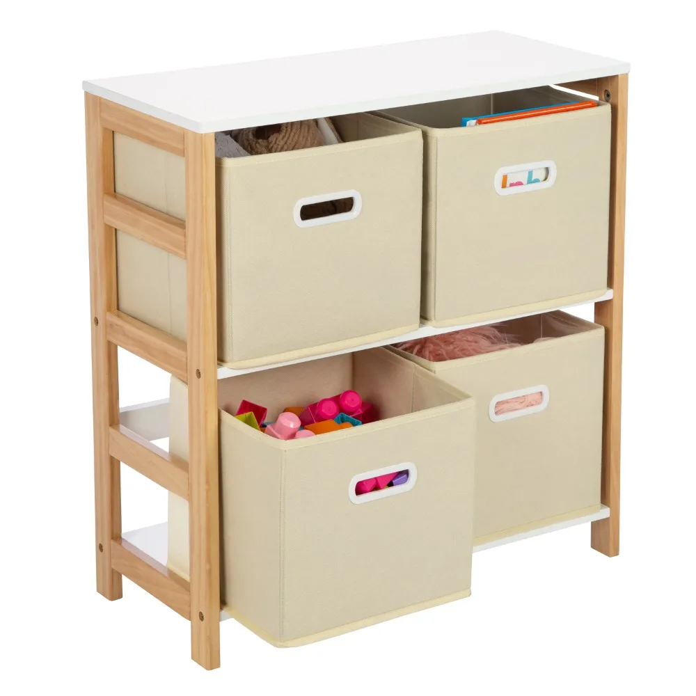 

Kids 4 Bin Organizer Durable and Sturdy Structure Easy To Install Suitable for Use in Playrooms or Children's Bedrooms