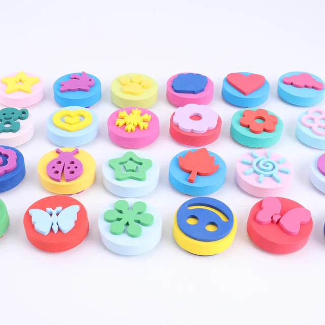 Sponge Stamp 24 Pieces EVA Painting Craft Sponges Double-Side Painting Stamper for Children DIY Craft Project Tool 4