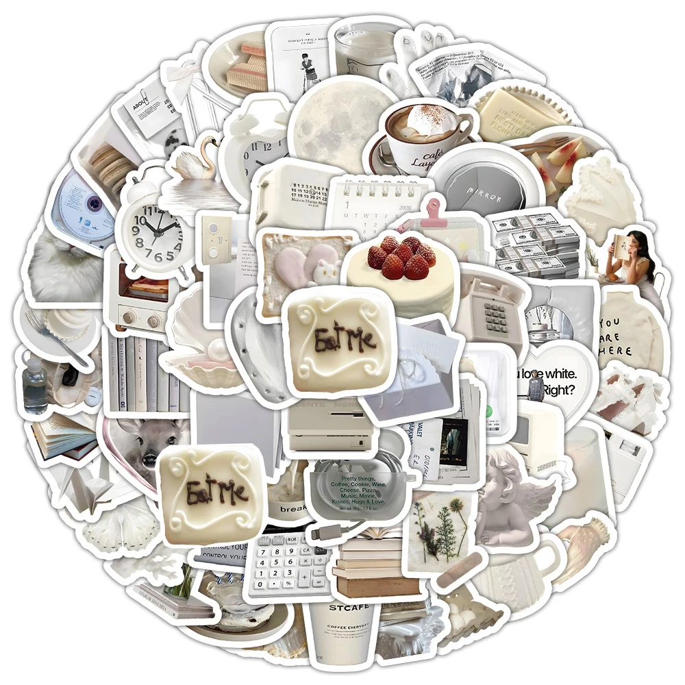 

10/30/50/100pcs Cute Ins Style White Girls Stickers Decals DIY Decoration For Laptop Notebook Suitcase Laptop Phone Toys Gift