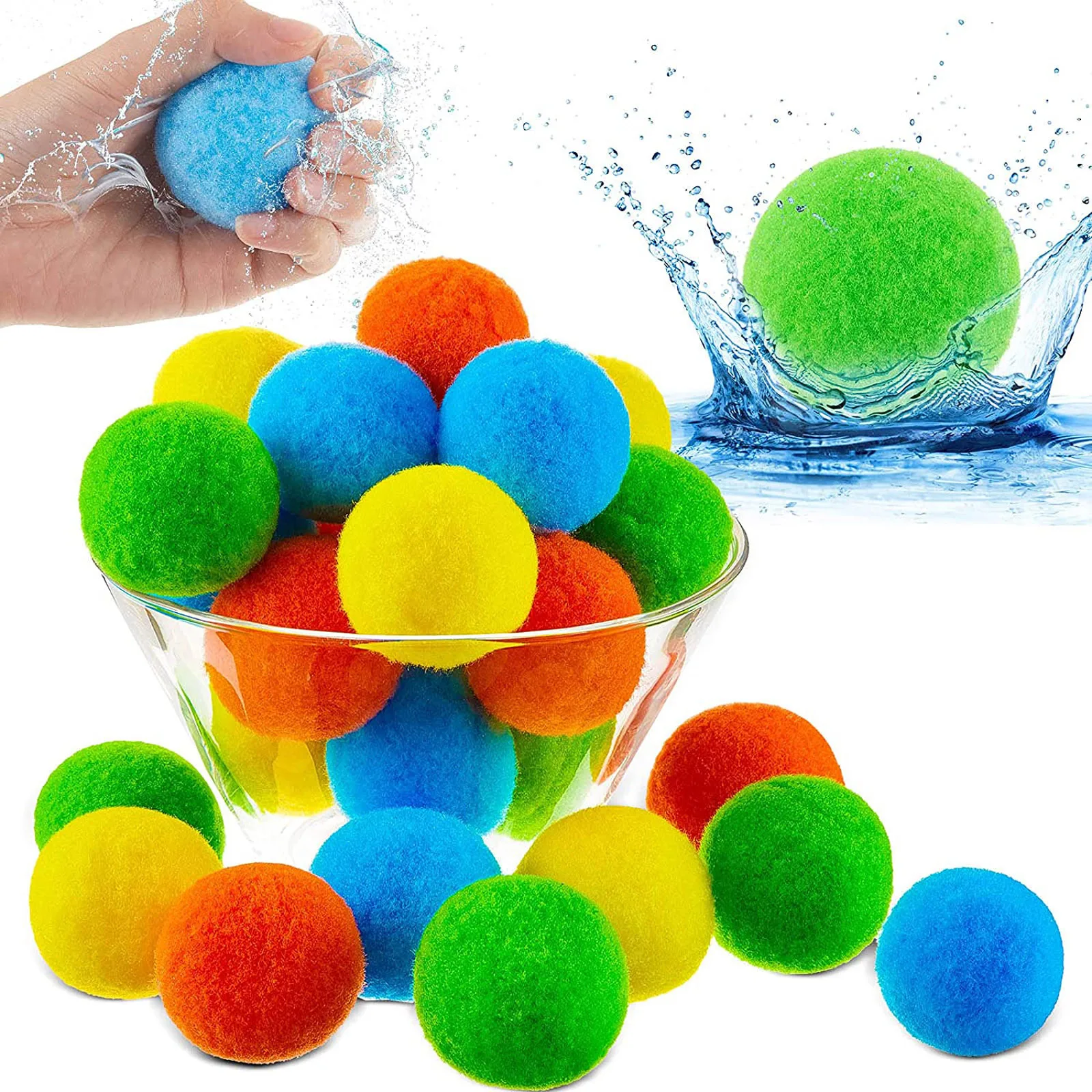 

10pcs Reusable Water Balls Water Splash Toys Beach Balls Absorbent Balls Cotton Soaker Bomb Outdoor Pool Beach Summer Party Gift