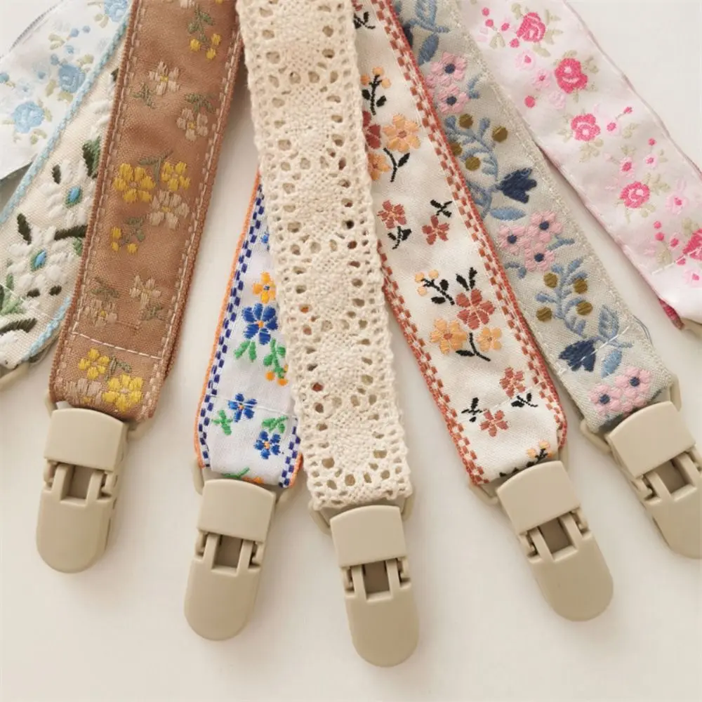Ethnic Style Floral Baby Cloth Pacifier Chain Infant Teething Soother Holder Nursing Chains Anti-lost Nipple Holder Clips