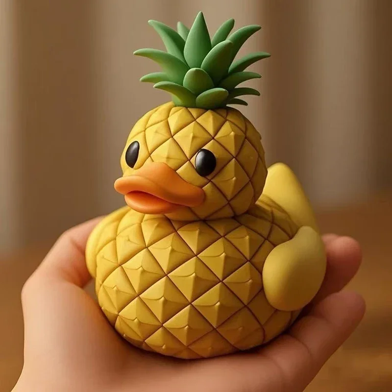Fruit Designed Duck Figurine Resin Statue, Cute Animal Miniature for Home & Office Decoration