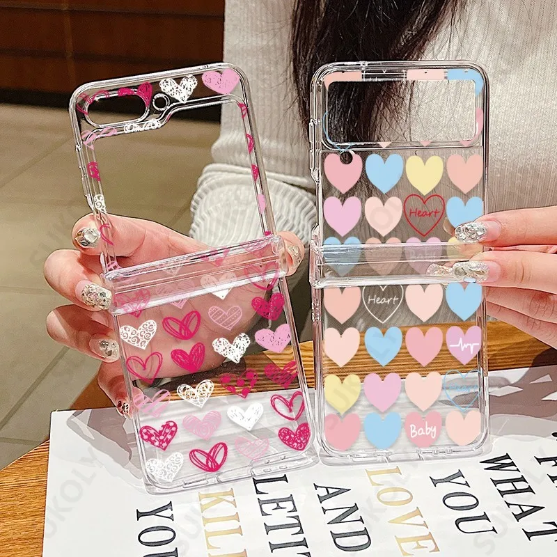 Love Pattern Shockproof Clear PC Folding Case