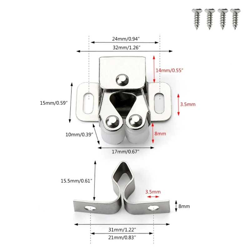Set of 5 double door catches easy installation closet catches strong hold steel door latch