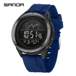 SANDA Men's Multifunctional LED Digital Sports Watch - Waterproof with Alarm Clock (Rubber Blue)