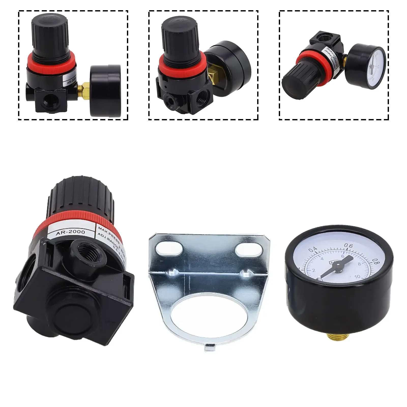 With Pressure Gauge Pressure Regulator Air Compressor 1/8" NPT Female Compressed Air Compressor 1/4NPT Por
